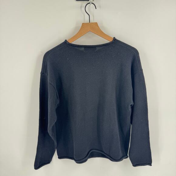 Vintage Timberlea Reindeer Sweater Size Medium Black Red Snowflake Holiday Knit - Picture 2 of 6